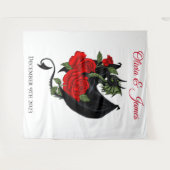 Tenture Imaginaire de Roses rouges Dragon Noir (Devant (Horizontal))