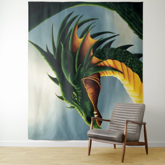 Tenture Imaginaire Dragon Vert (En situation)