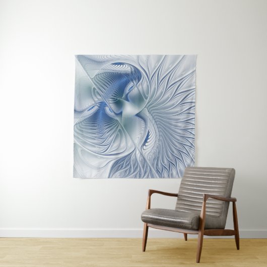 Tenture Imaginaire dynamique tons bleus Abstraits Art frac (En situation (horizontale))