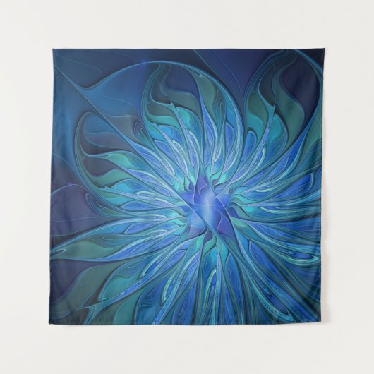 Tenture Imaginaire Fleur Bleue Motif, Art Fractal Abstrait (Devant (Horizontal))