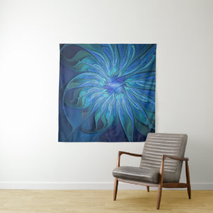 Tenture Imaginaire Fleur Bleue Motif, Art Fractal Abstrait