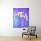 Tenture Imaginaire Lune blanche Face aux accents de couleu (En situation)