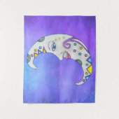 Tenture Imaginaire Lune blanche Face aux accents de couleu (Devant)