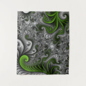 Tenture Imaginaire Monde Vert Et Gris Art Fractal Abstrait (Devant)