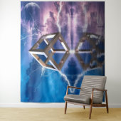 Tenture Imaginaire Paysage géométrique Espace Sky Océan (En situation)