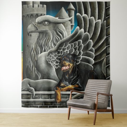 Tenture Imaginaire Rottweiler Chien Gargoyle (En situation)