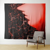 Tenture imaginaire rouge sci-fi futuriste (En situation (horizontale))