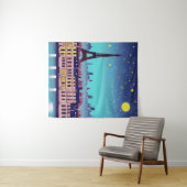 Tenture Imaginaire Skyline de Paris sous les étoiles (En situation (horizontale))