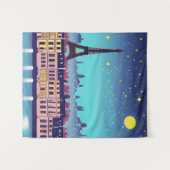Tenture Imaginaire Skyline de Paris sous les étoiles (Devant (Horizontal))
