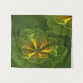 Tenture Imaginaire Vert Jaune Fleurs fractales (Devant (Horizontal))