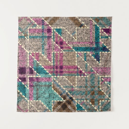 Tenture Imitation of indian patchwork pattern with texture (Devant (Horizontal))