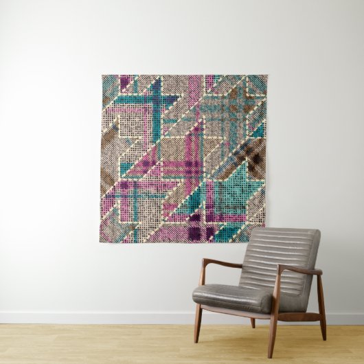 Tenture Imitation of indian patchwork pattern with texture (En situation)