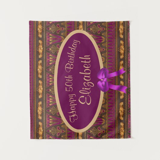 Tenture Impression Art Déco Or Violet 50e Anniversaire  (Devant)
