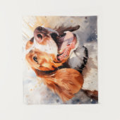 Tenture Impression d'art de chien à l'aquarelle joyeuse (Devant)