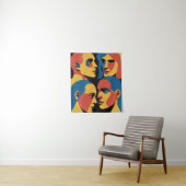 Tenture Impression d'art de grille de visages abstraits, V (En situation)