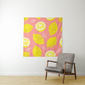 Tenture Impression de citron, motif d'été brillant et tran (En situation)