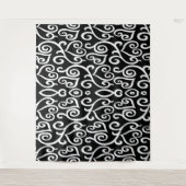 Tenture Impression de coeur noir et blanc (Devant)