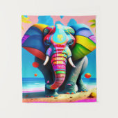 Tenture Impression d'éléphant arc-en-ciel drôle et ludique (Devant)