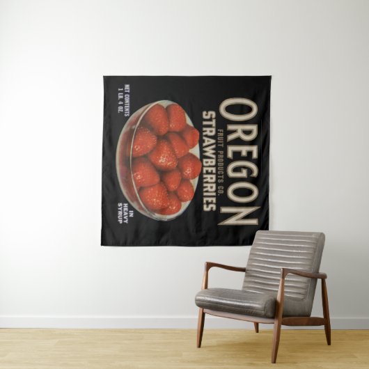 Tenture Impression étiquette des fraises de l'Oregon dans  (En situation (horizontale))