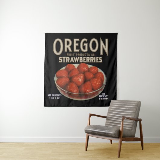 Tenture Impression étiquette des fraises de l'Oregon dans  (En situation)
