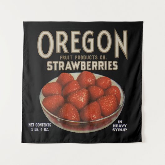 Tenture Impression étiquette des fraises de l'Oregon dans  (Devant)