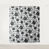 Tenture Impression florale noire et blanche (Devant)