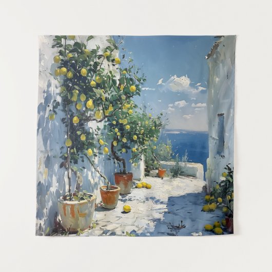 Tenture Impressionnisme méditerranéen avec des citrons (Devant)