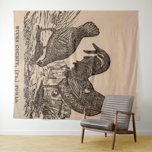 Tenture Imprimé au 19e siècle Bucks Comté poulets poulets (En situation (horizontale))