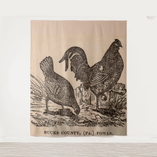 Tenture Imprimé au 19e siècle Bucks Comté poulets poulets (Devant)