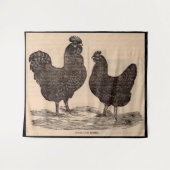 Tenture Imprimé au 19e siècle Plymouth Rock poule et coq (Devant (Horizontal))