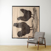 Tenture Imprimé au 19e siècle Plymouth Rock poule et coq (En situation)