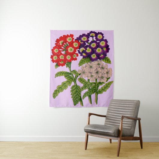 Tenture imprimé de fleurs verbena (En situation)