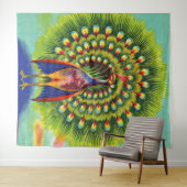 Tenture imprimé de paon amusant (En situation (horizontale))