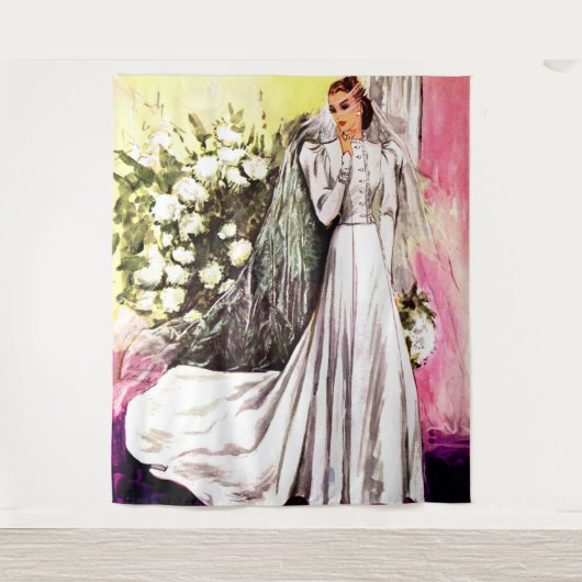 Tenture imprimé de robe de mariée 1938 (Devant)