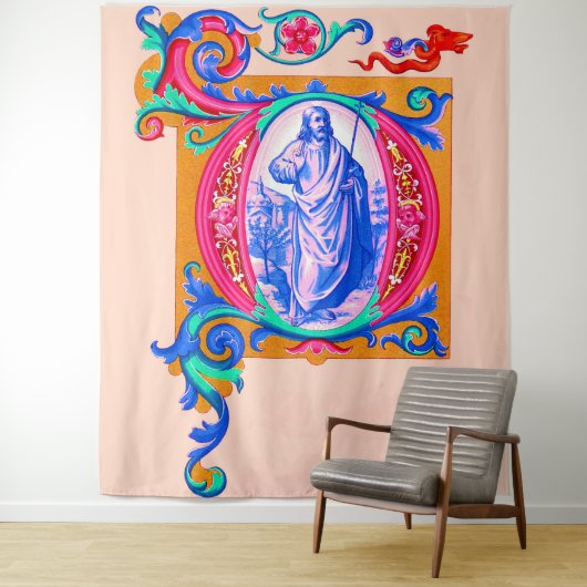 Tenture Imprimerie Jésus Renaissance (En situation)