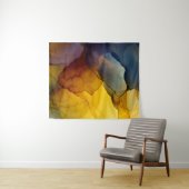 Tenture Indigo Amber Alcohol Ink Flow Abstract (En situation (horizontale))