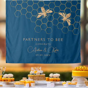 Tenture Indigo & Honeycomb Bee Wedding shower fond