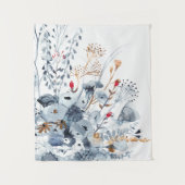 Tenture Indigo & Ochre - Fleurs aquarelles (Devant)