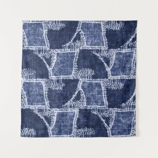 Tenture Indigo Patchwork : Texturé Checked Elegance (Devant (Horizontal))