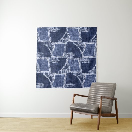 Tenture Indigo Patchwork : Texturé Checked Elegance (En situation (horizontale))
