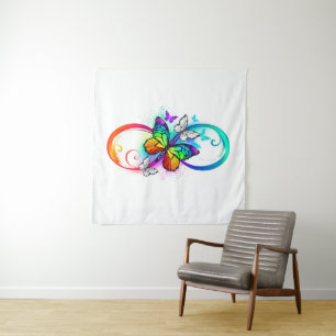 Tenture Infini lumineux avec papillon arc-en-ciel