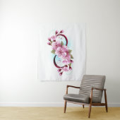 Tenture Infinité avec les fleurs Sakura (En situation)