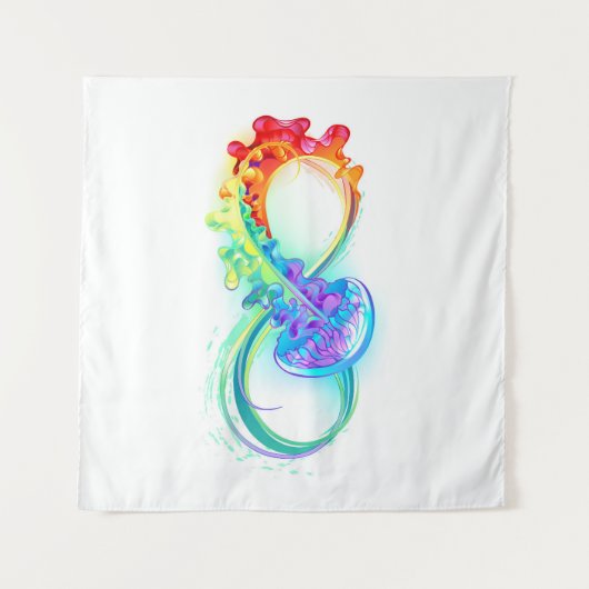 Tenture Infinity avec Rainbow Jellyfish (Devant (Horizontal))