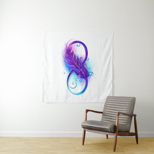 Tenture Infinity with purple feather (En situation (horizontale))