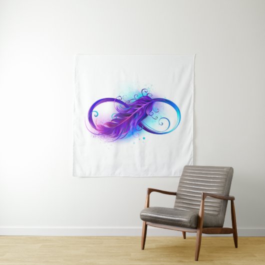 Tenture Infinity with purple feather (En situation)