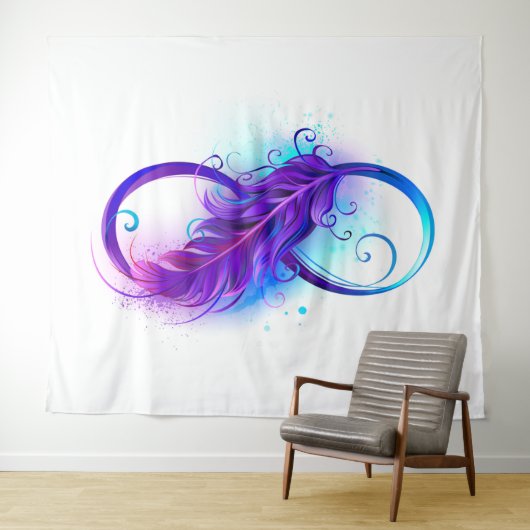 Tenture Infinity with purple feather (En situation (horizontale))