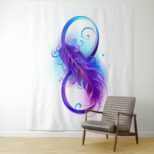 Tenture Infinity with purple feather (En situation)