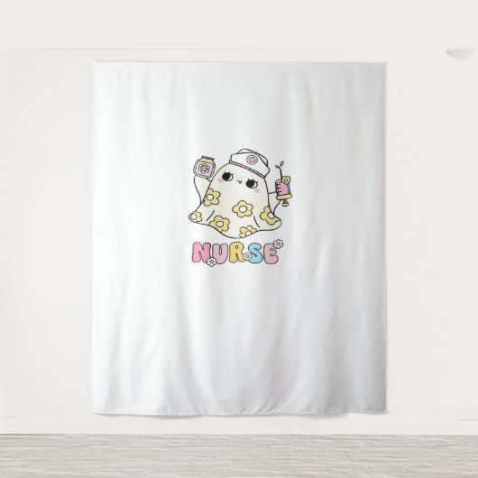 Tenture Infirmière fantôme rétro Halloween Design T-shirt  (Devant)