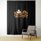 Tenture Infirmière Halloween mignon Fantôme et Citrouille (En situation)