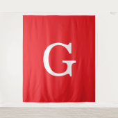 Tenture Initial Letter Monogram Red White Plain Simple (Devant)